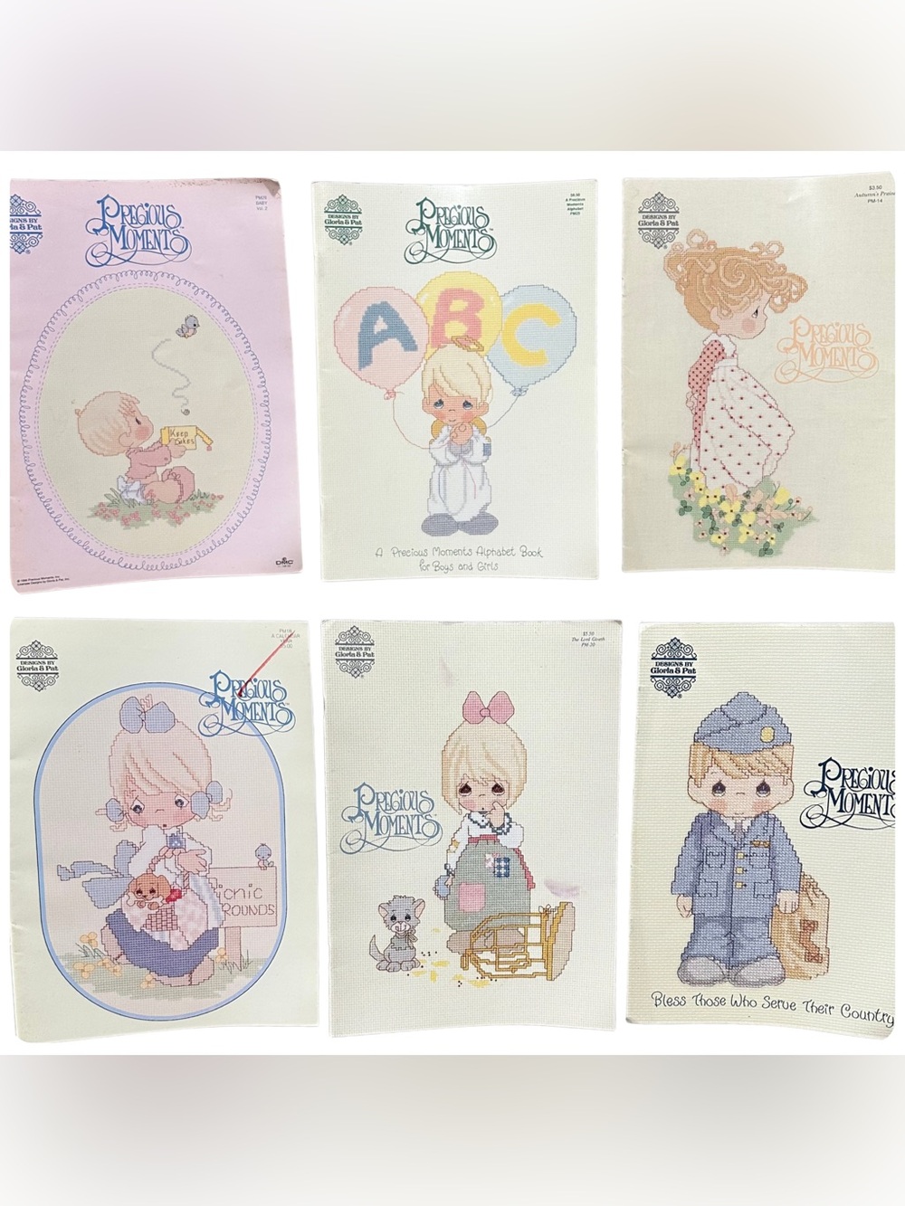 Vintage 90’s Gloria & Pat Precious Moments Cross Stitch Pattern Books Lot of 6